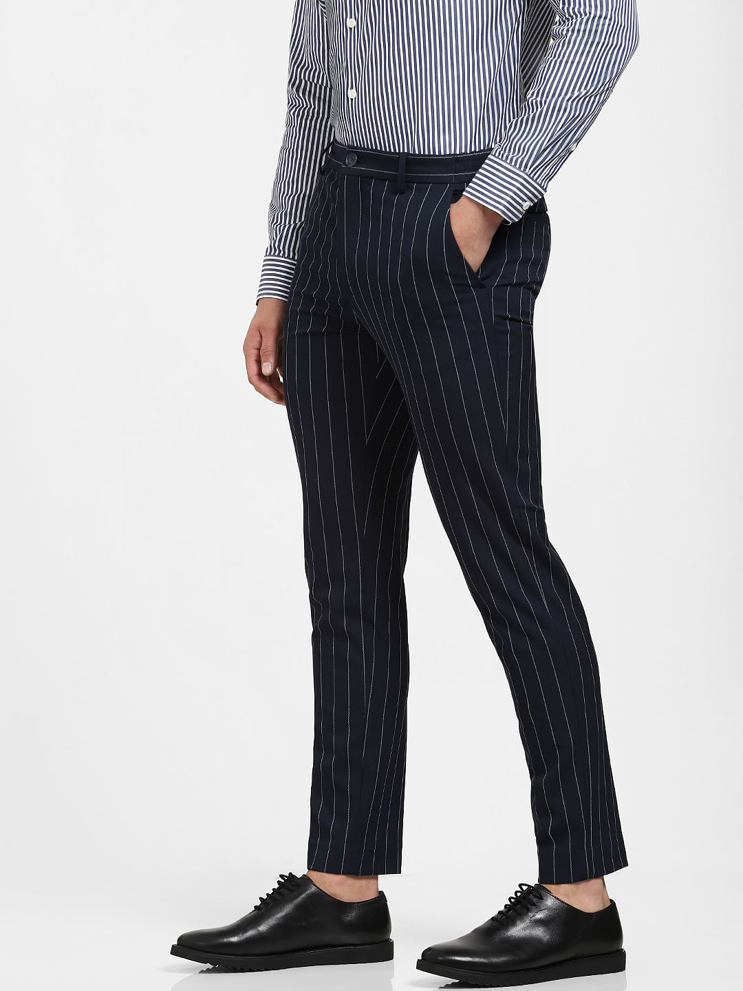 Helsa Cotton Poplin Stripe Pajama Pant in Bright Blue Stripe | FWRD